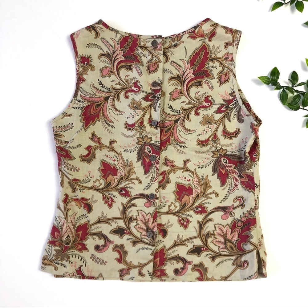 Charter Club Linen Floral Tank with Button Up Back - Picture 6 of 7
